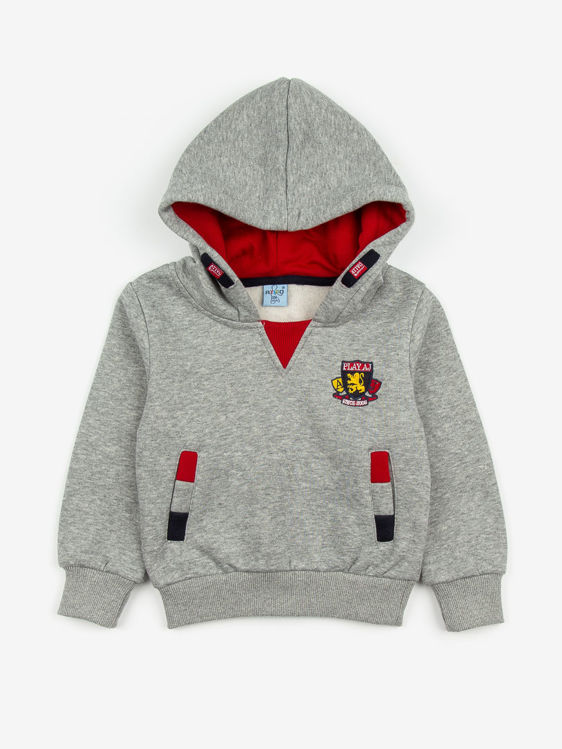 Picture of YF1029 THERMAL EXTRA THICK FLEECY HOODY  GREY/ NAVY